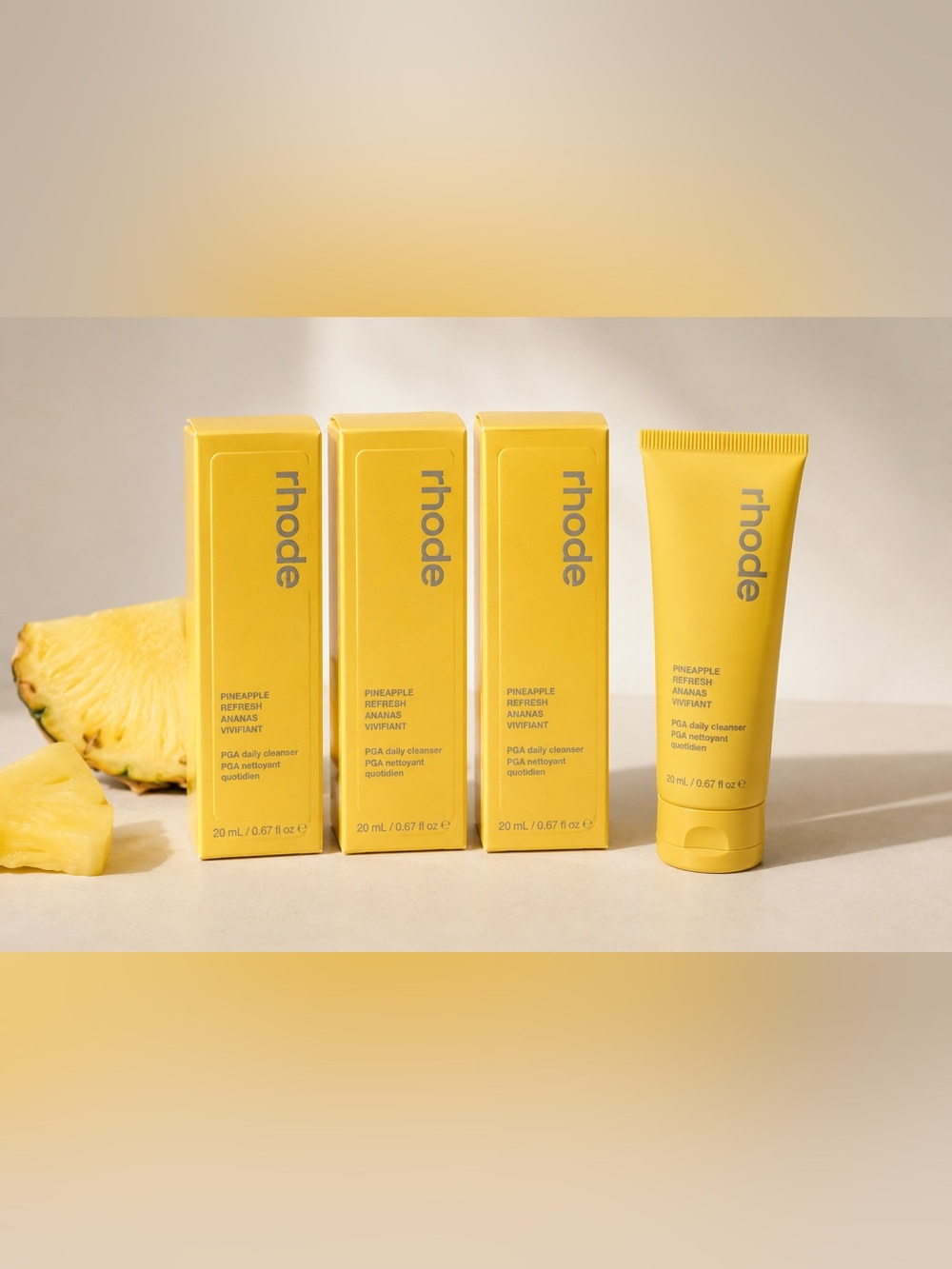 RHODE SET OF 3 MINI Pineapple Refresh Daily Cleansers NIB - Picture 1 of 1